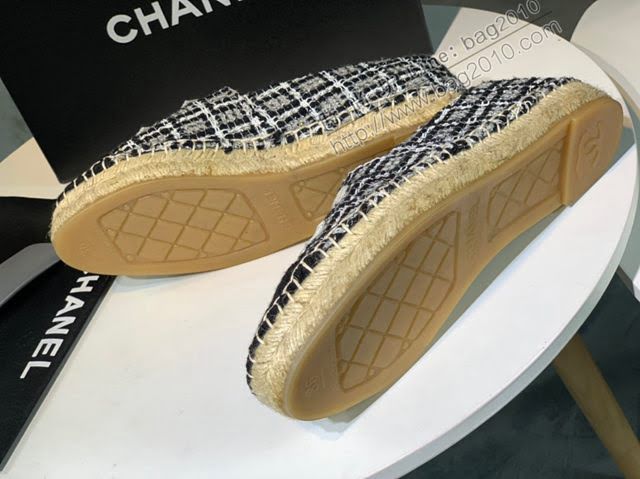 Chanel女鞋 香奈兒頂級版本漁夫鞋 黑格白標  naq1302